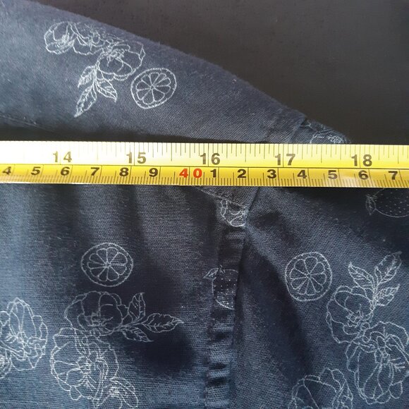 Steel & Jelly SZ M Linen & Cotton Navy Print Men's Short Sleeve Button Up Shirt - Picture 11 of 14